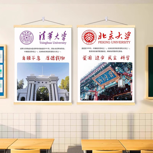 中国名校挂画958211大学简介装饰画班级宿舍励志大学教室布置海报