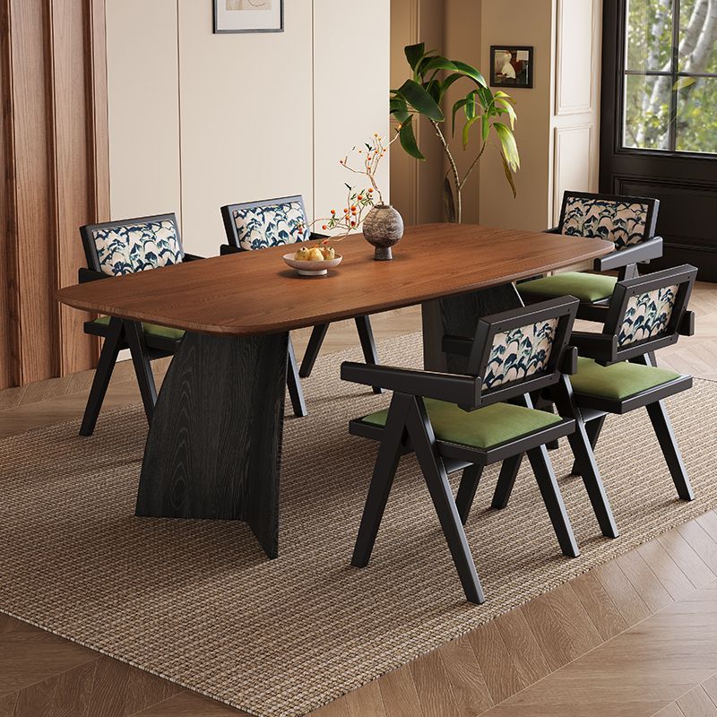 中古风实木餐桌椅家用法式小户型长方形岩板餐桌现代简约复古饭桌