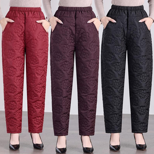 子秋冬季 防风保暖长裤 外穿羽绒裤 加厚奶奶装 女 中老年人女裤 妈妈裤