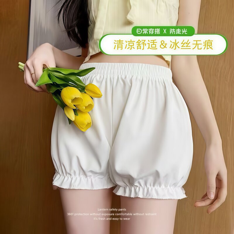 jk蝴蝶结安全裤防走光女夏季薄款花苞裤宽松少女风南瓜裤保险短裤