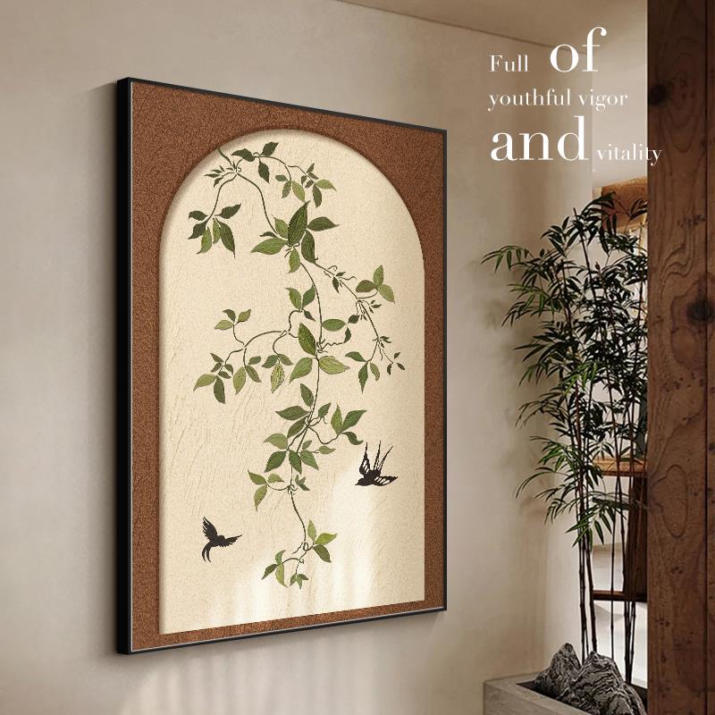 新中式进门入户玄关客厅沙发装饰画中古风高级感走廊过道艺术挂画