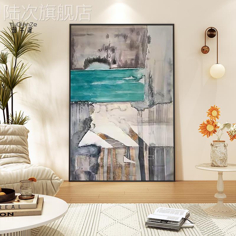 抽象艺术玄关装饰画走廊墙壁画复式楼客厅挂画楼梯过道楼梯间竖画图片