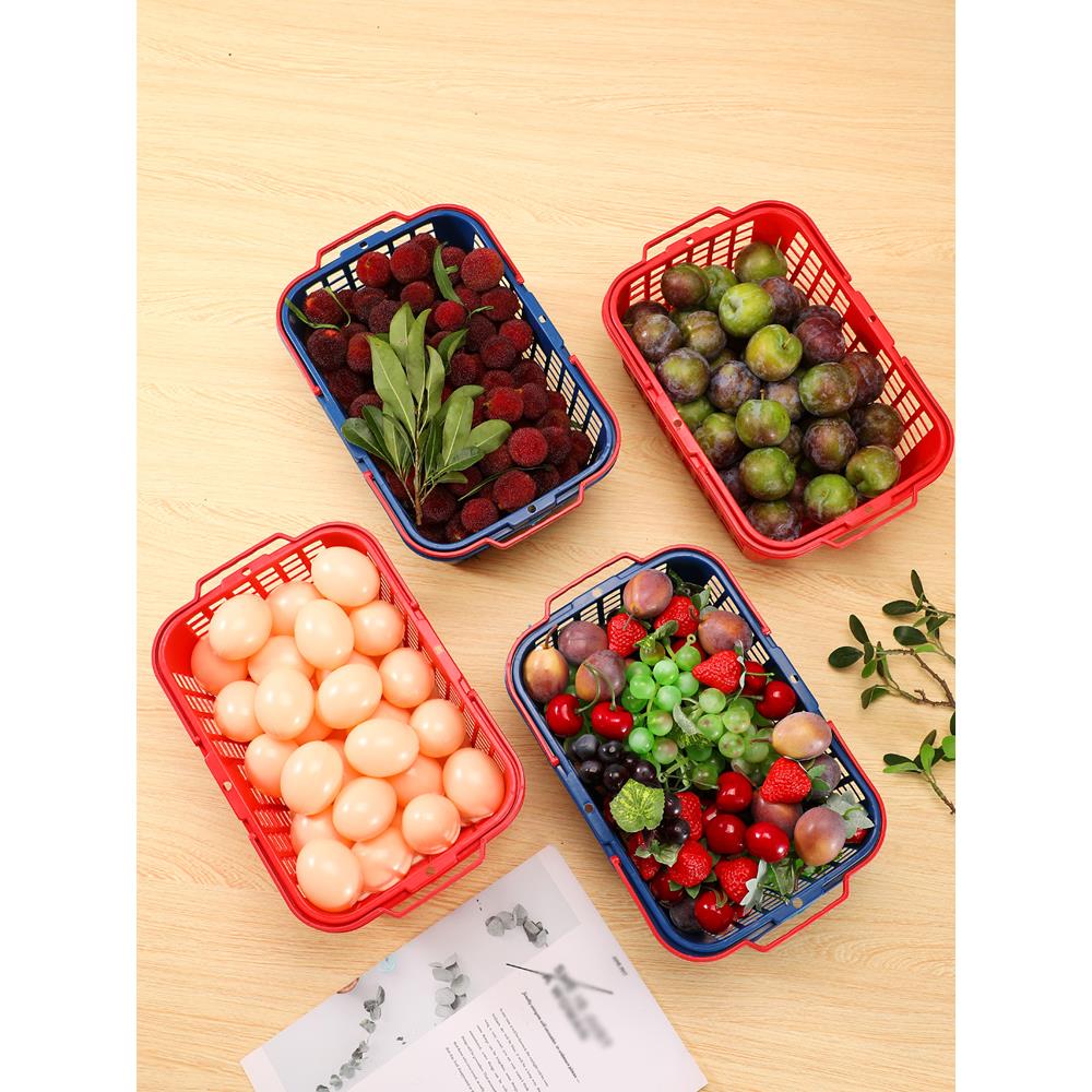 水果采摘篮塑料手提草莓李子葡萄筐长方形杨梅篮子猕猴桃子樱桃篮