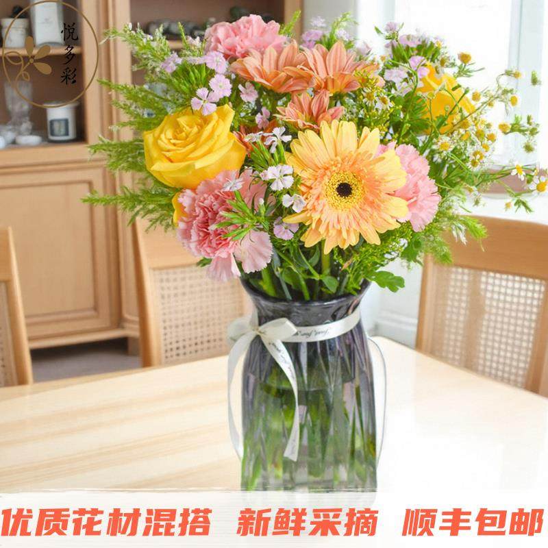 包月每周一花自然混搭花束基地现采斗南直发生日混合装饰鲜花速递