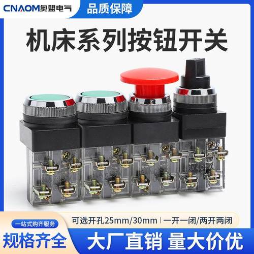 机床平头按钮开关TBF-25旋钮TSS-30自复位选择蘑菇头TBM两档三挡