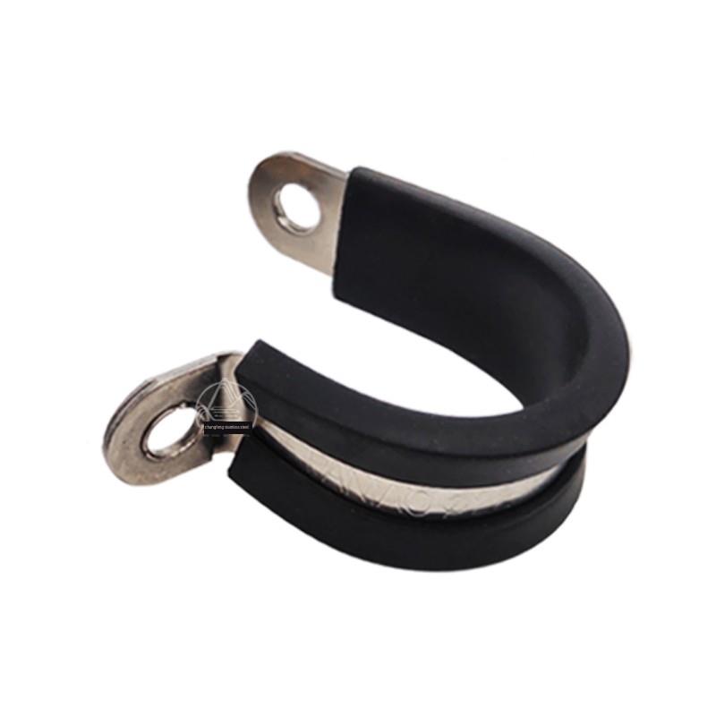 304夹钳R胶固定减震耐磨线扣快装管夹箍不锈钢带带双铆钉件