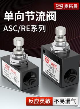 气动ASC单向节流阀RE-01-02-03可调气体流量调节阀KLA-15控制阀门
