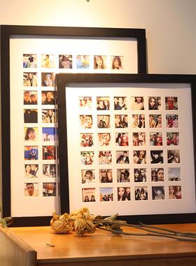 48格相框黑色白色原色实木多格卡纸来稿制作百喜图宫格画框情侣