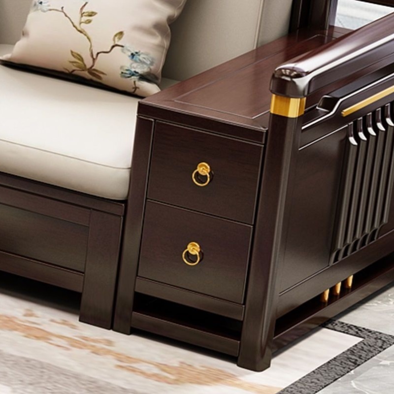 新中式橡木现代客厅实木沙发储物贵妃小户型简约冬夏两用禅意家具