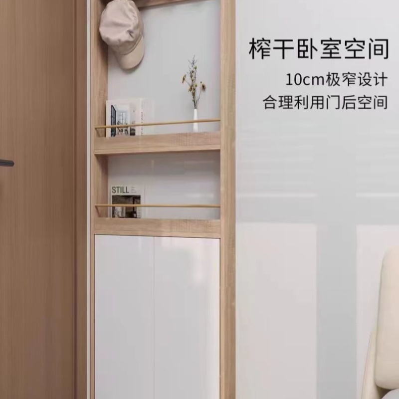 门后置物架夹缝超薄书架衣帽架卧室收纳儿童落地极简多层超窄窄柜