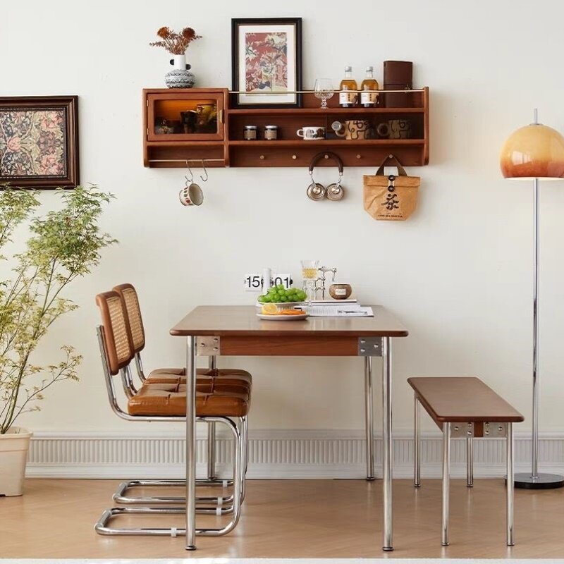 实木中古风吊柜墙上置物架挂墙杯子柜北欧厨房壁柜悬浮餐边柜酒柜