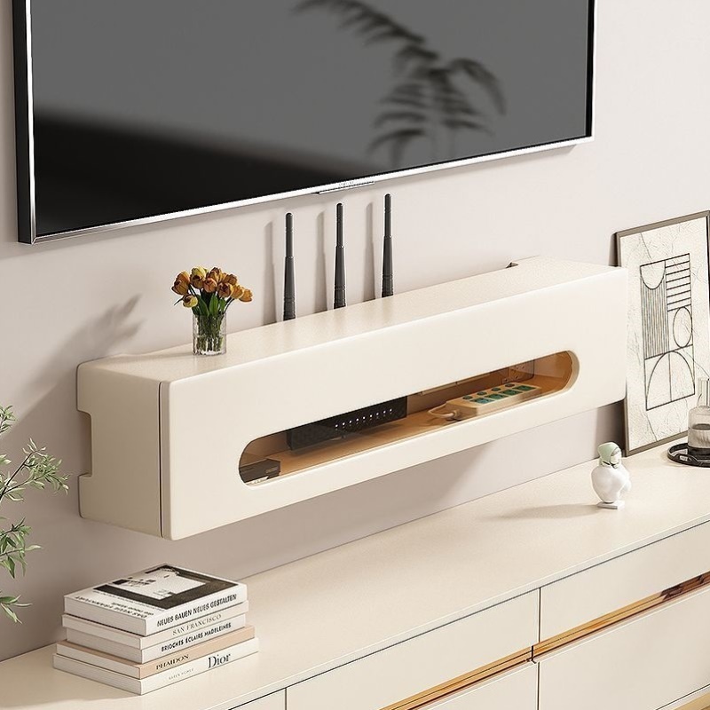 机顶盒置物架壁挂墙上打孔插座wifi路由器免电线遮挡电视柜收纳盒