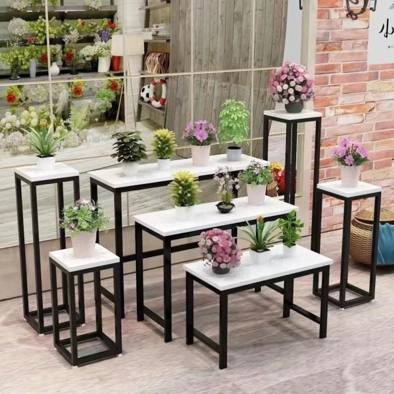 铁艺花架子新款室外摆花落地橱窗花盆展示台架小桌子