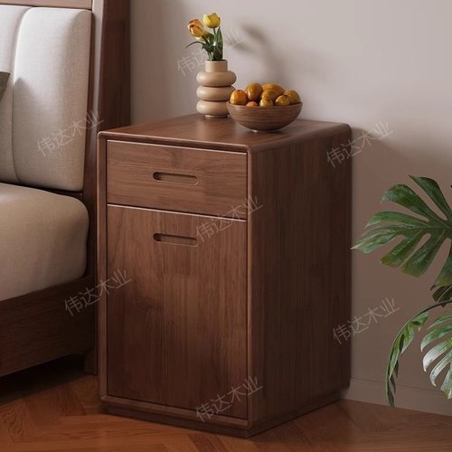 实木床头柜保险箱一体保险柜家用小型智能指纹密码首饰收纳保管箱