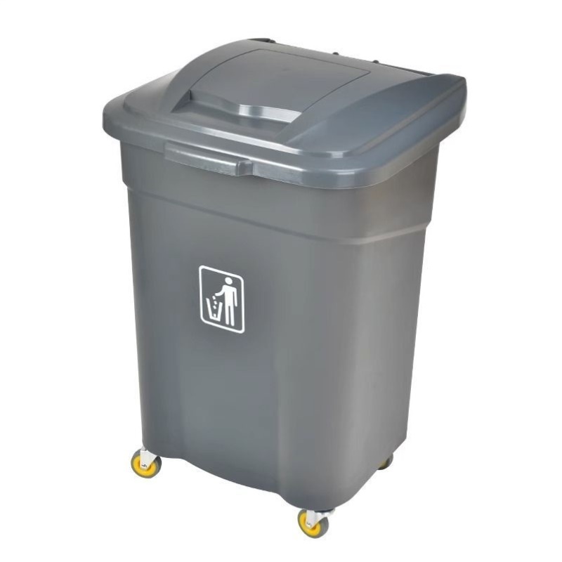 超宝四轮翻盖式户外垃圾桶塑料加厚带盖方形大号滚动式环保垃圾箱
