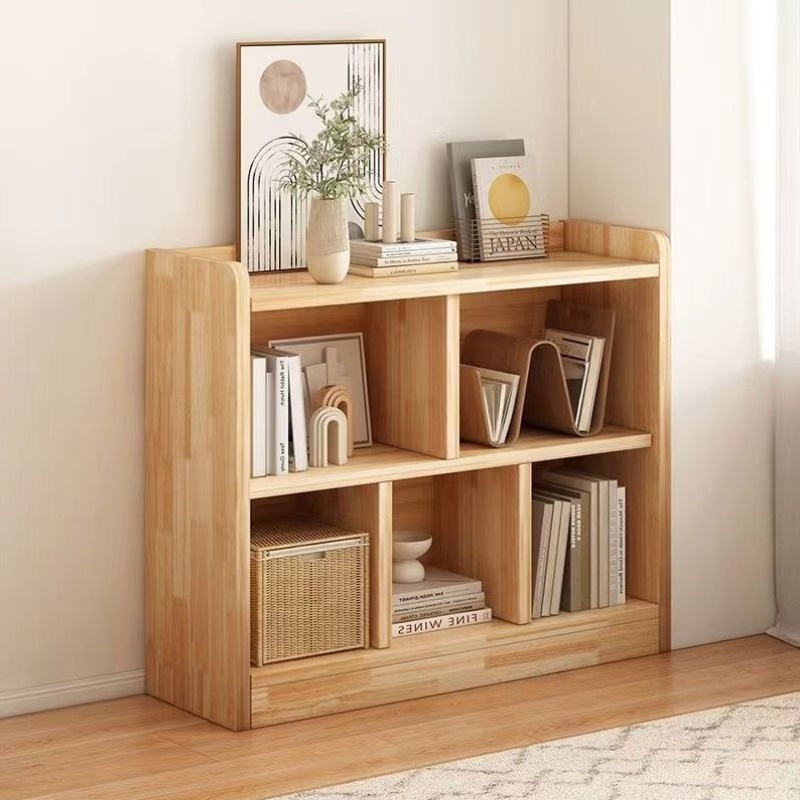 实木松木环保书柜落地柜置物架客厅矮柜家用格子柜儿童书房收纳柜