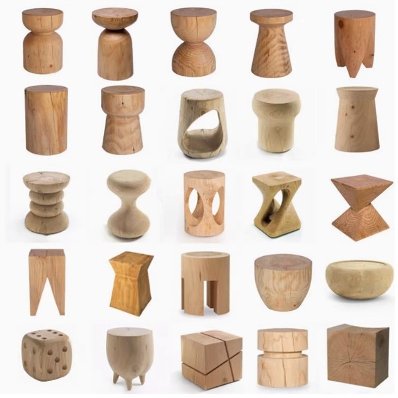原木凳子木桩实木墩子北欧边几摆件树墩根雕民宿矮凳树桩床头柜