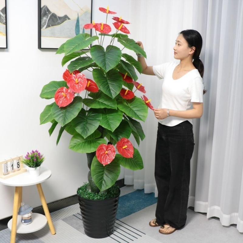 假树红掌仿真花假花盆栽落地大型假绿植摆设客厅室内装饰仿真植物