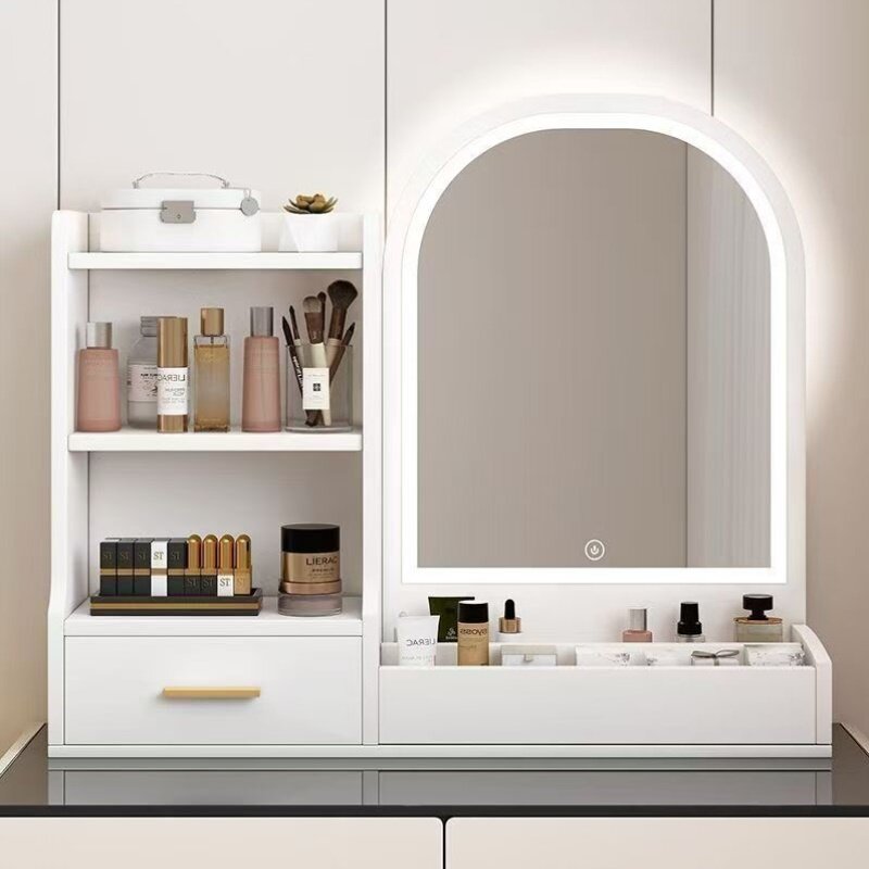 化妆品收纳盒抽屉式首饰护肤品面膜口红带镜子桌面整理大号储物盒