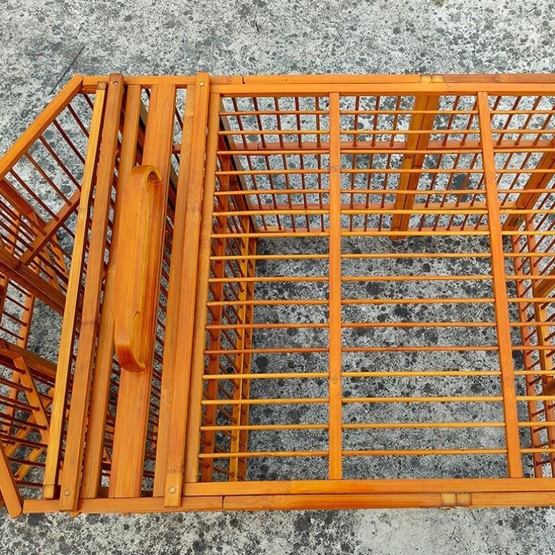 画眉鸟手工公笼可折叠收缩家用攻笼斗鸟笼打架笼洗澡笼竹制包邮