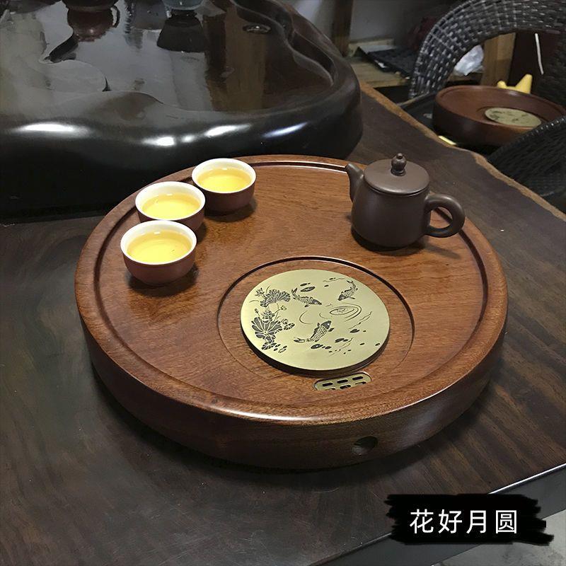 整块黑檀木花梨木茶盘实