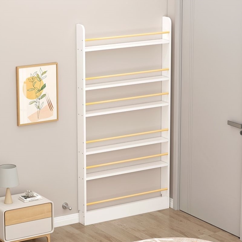 门后置物架超薄书架靠墙落地多层窄收纳柜实木壁挂书柜儿童绘本架