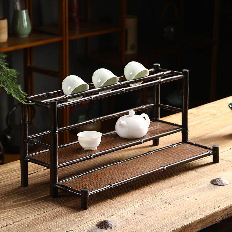 紫竹双层茶杯架竹制茶具