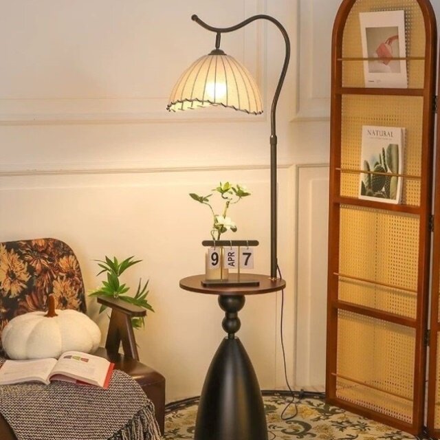 古风落地灯客厅沙发茶几复古氛围一体美式置物架卧室床头柜台灯