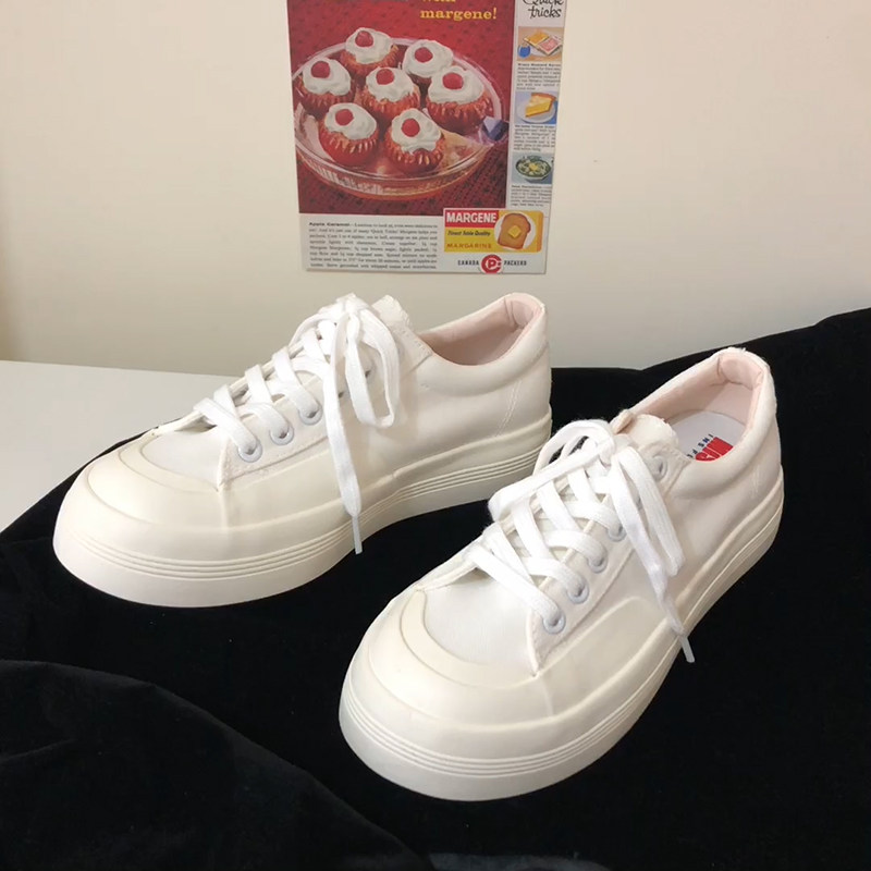 时尚白色厚底帆布鞋女ins板鞋潮流百搭增高女鞋2026新款大头鞋潮