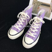 女2026春季 百搭韩版 ins鞋 浅紫色高帮鞋 子女chic学生1970s帆布鞋 女