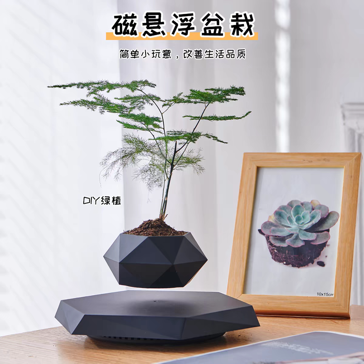 创意生日礼物送女朋友闺蜜女孩子治愈系仿真绿植室内磁悬浮盆栽