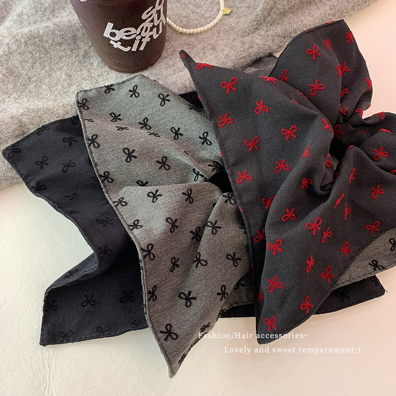 韩系蝴蝶结发圈高级感布艺方巾扎头发头绳女生低马尾橡皮筋发饰女