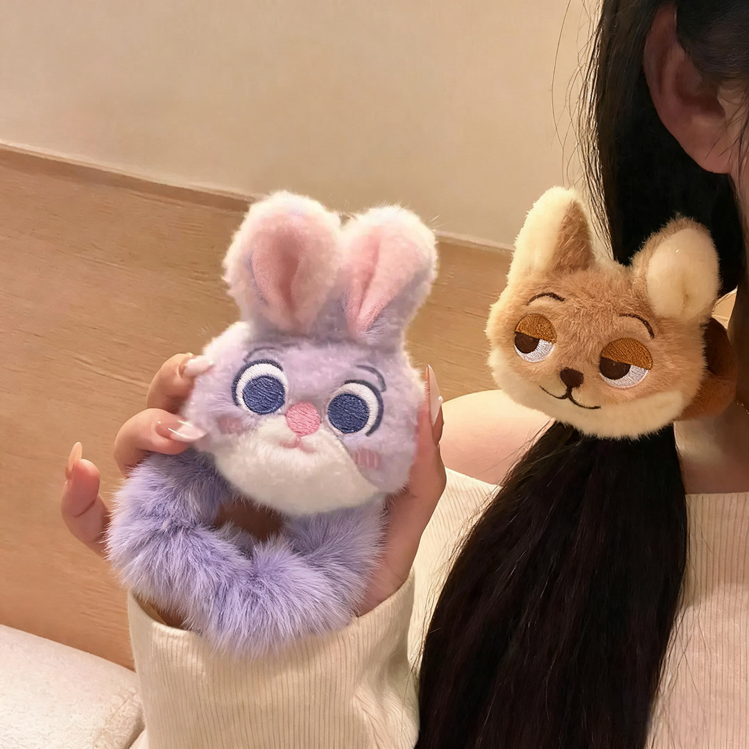 兔朱迪狐尼克同款超萌发圈头绳2025新款甜美少女丸子头扎发绳头饰