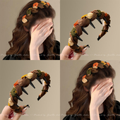 美拉德布艺缠绕齿梳发箍女2026新款 日常外戴头箍高颅顶压发卡头饰