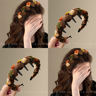 美拉德布艺缠绕齿梳发箍女2026新款日常外戴头箍高颅顶压发卡头饰