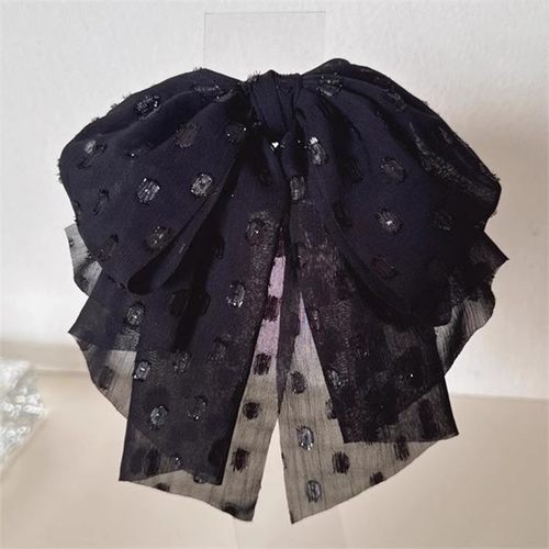 雪纺蝴蝶结抓夹女2025新款高级感侧边夹后脑勺马尾飘带鲨鱼夹发饰