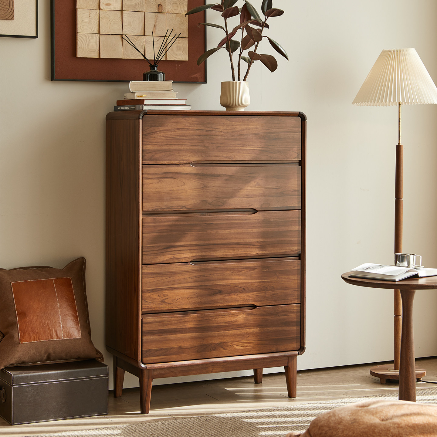 柚木全原木斗柜简约五斗柜客厅玄关柜卧室床尾储物柜北美黑胡桃,住宅家具,斗柜,淘宝优惠券,粉丝福利购,淘宝优惠卷