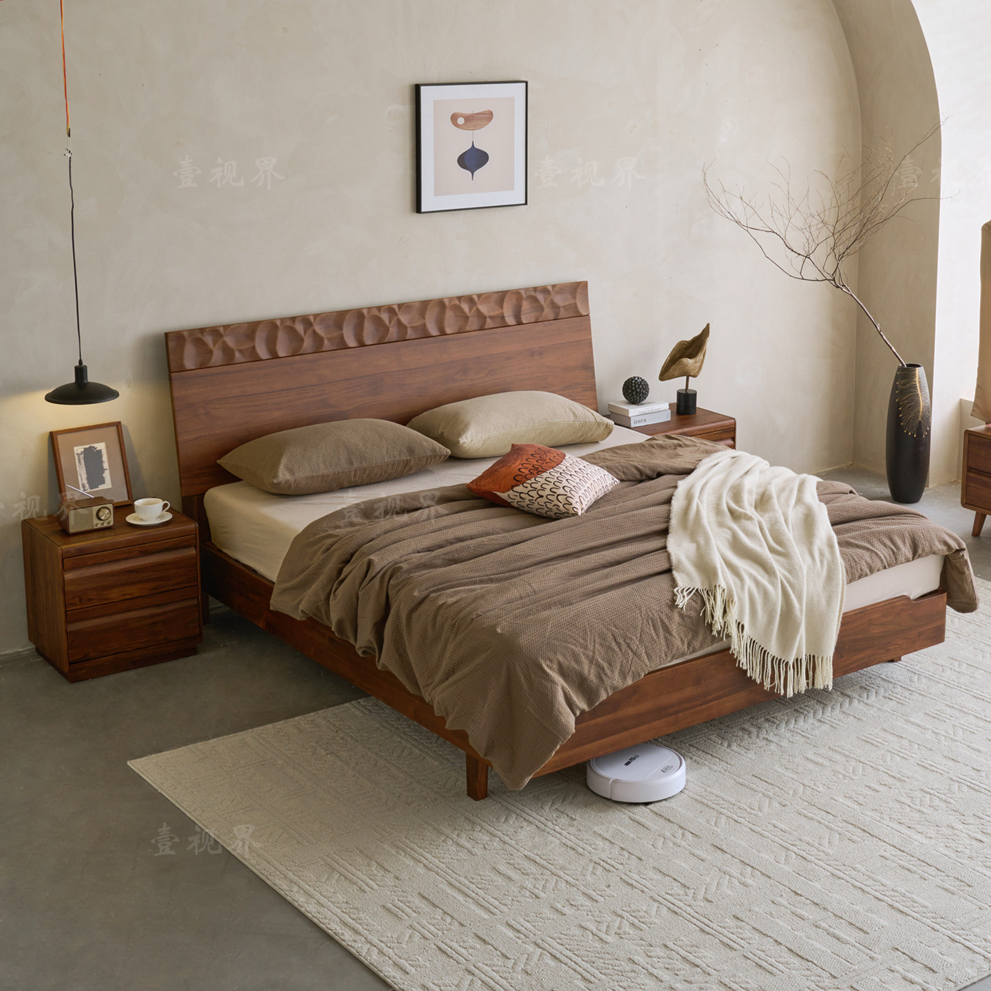 全实木床1.8m双人床柚木