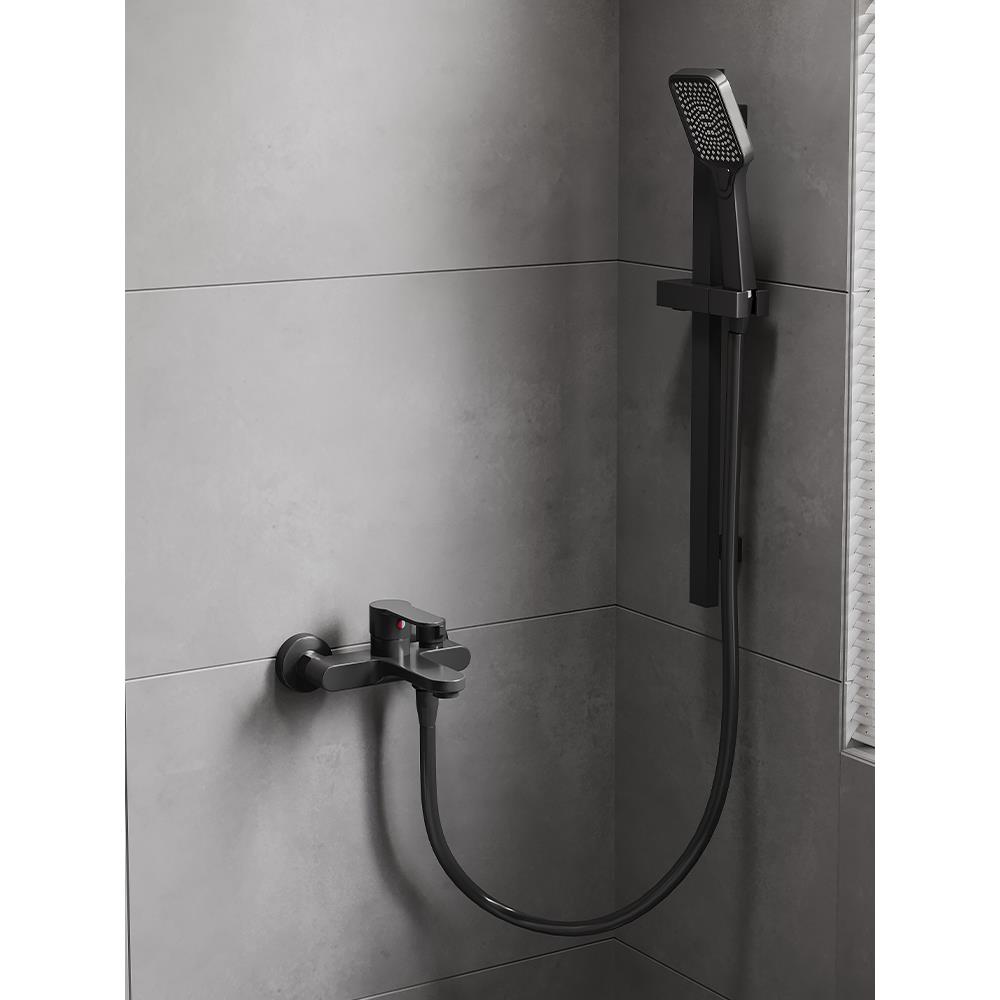 枪灰淋浴水龙头冷热家用洗澡全铜混水阀增压花洒浴缸水龙头二合一