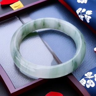 玉眸印象天然正品天山翠手镯飘花翠色雪翠玉镯玉手镯女款送证书