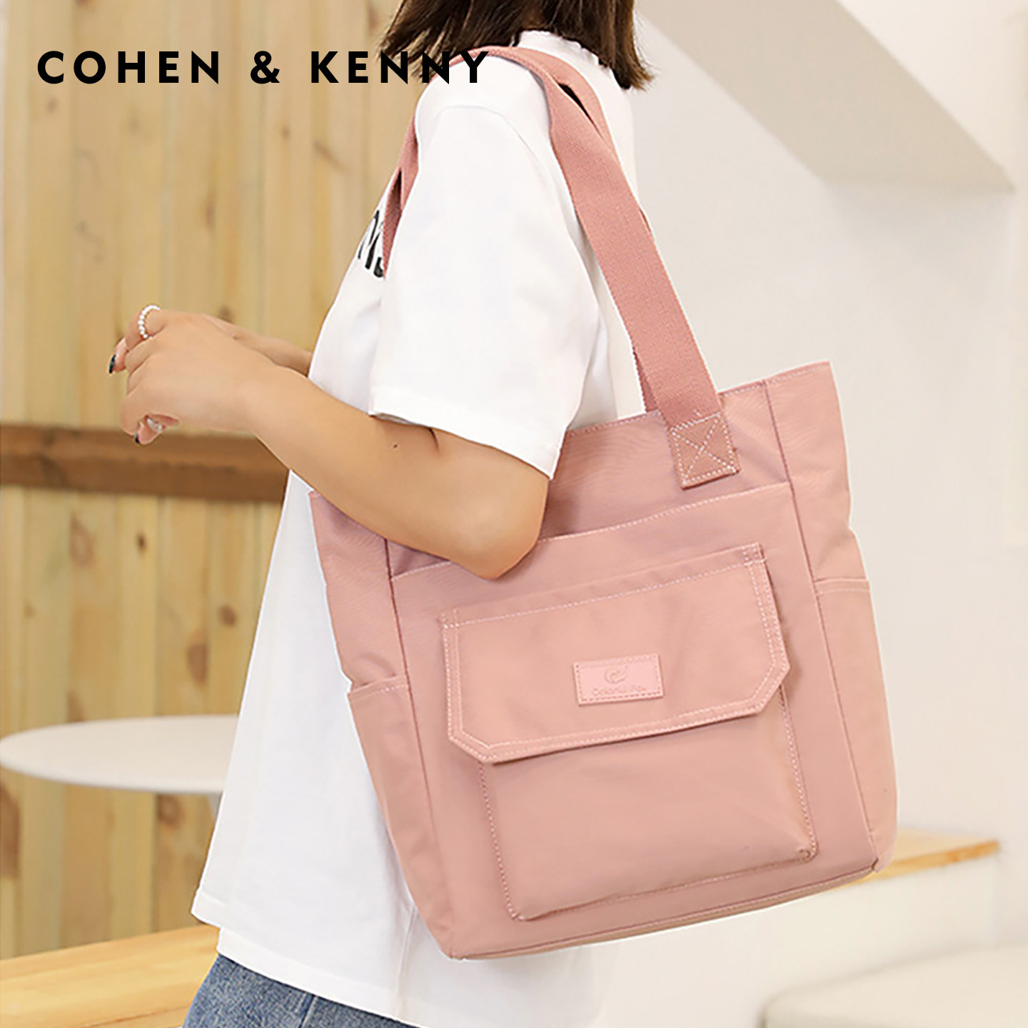 cohenkenny女士时尚潮流单肩包尼龙防泼水托特包韩版手提购物袋潮