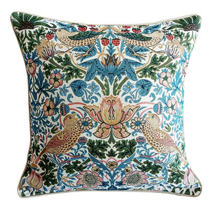 提花草莓小鸟靠垫出口抱枕哥白林奥布松靠垫色织提花速卖通亚马逊