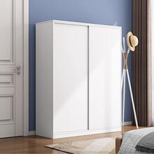 北欧轻奢实木衣柜儿童推拉门松木小衣橱移门家用小户型滑门两门简