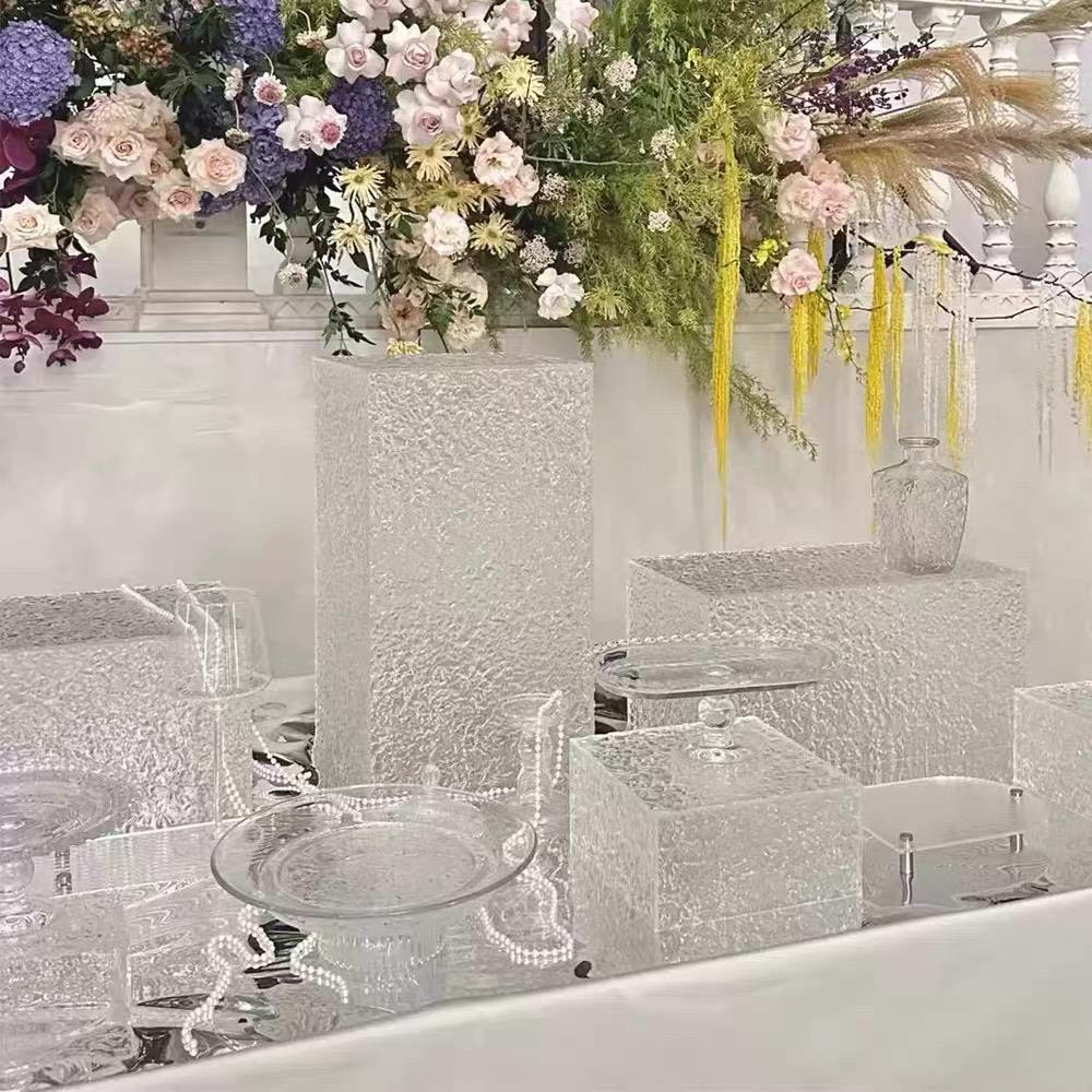 压克力水波纹甜品台展示架百日周岁宴会蛋糕托 托盘网红婚礼装饰