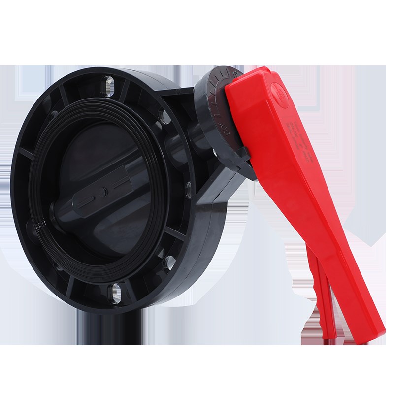 UPVC蝶阀法兰塑胶对夹蝶阀手动管道E塑料阀门开关pvc密封手柄蝶阀