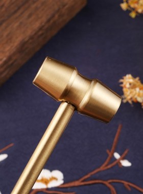 迷你实心黄铜锤子家用饰品圆头手工防爆榔头多功能桌面摆件小铜锤