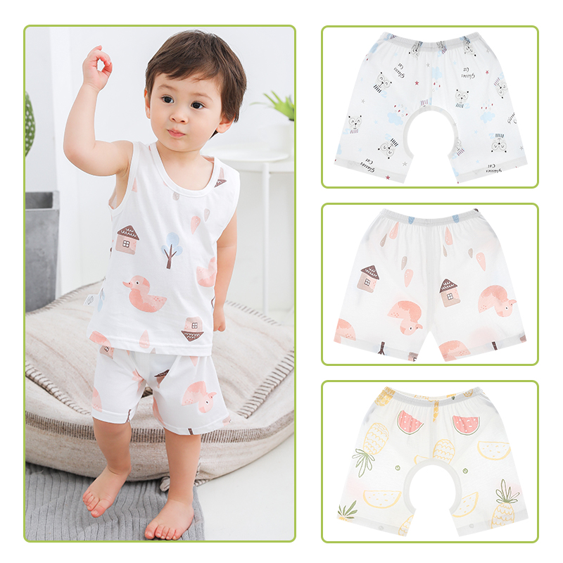 儿童纯棉睡裤宝宝薄款短裤男童家居宽松裤子女童竹纤维婴幼儿夏季