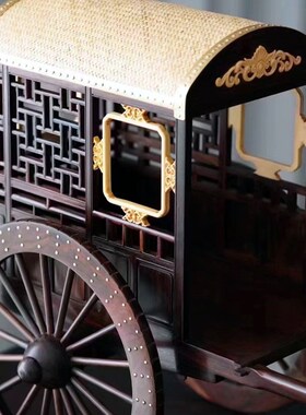 古代马车摆件桌面大号家居玄关门厅装饰创意仿古中式微缩家具木雕