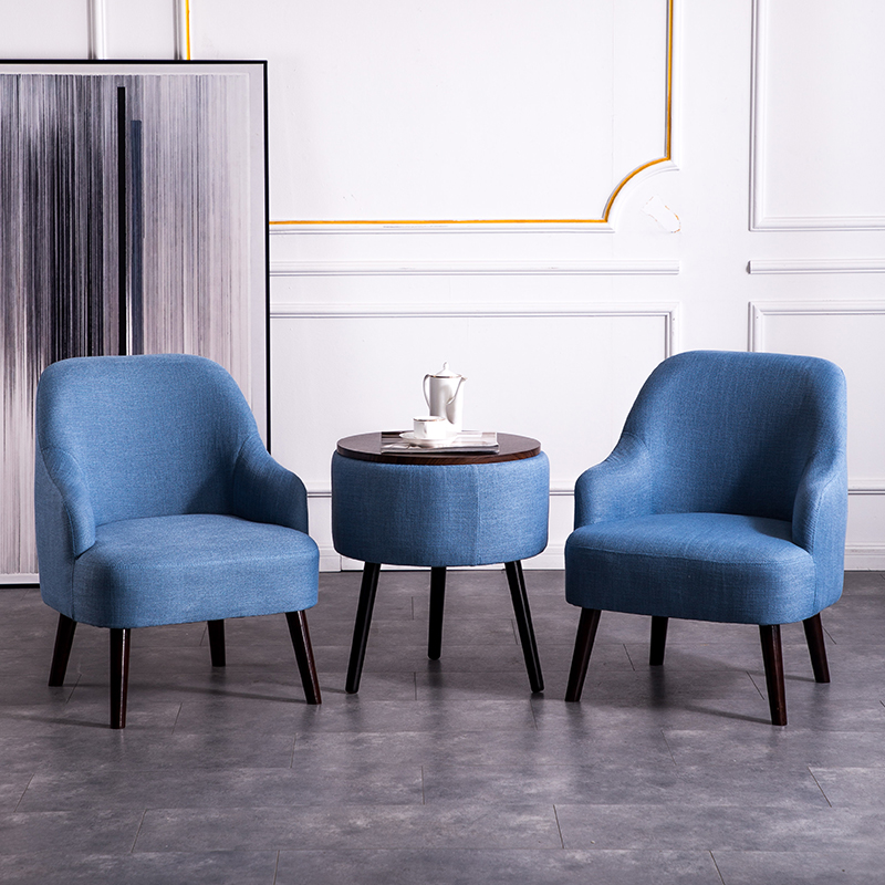 实木会客沙发茶几三件套酒店咖啡奶茶办公室布艺洽谈休闲桌椅组合