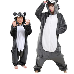 秋冬季大灰狼卡通连体睡衣男女宝动漫家居服儿童话剧演出服狼外套